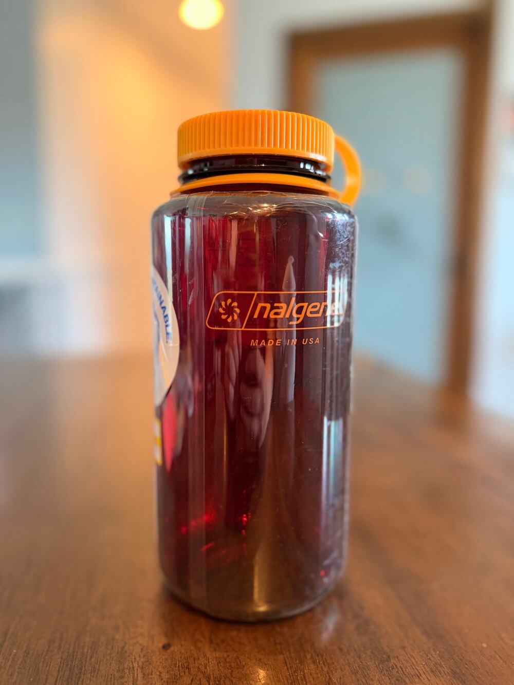 Nalgene Water Bottle 32oz Orange Wide Mouth Lid
